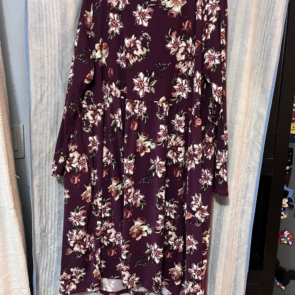 Floral Long Sleeve Dress - Purple